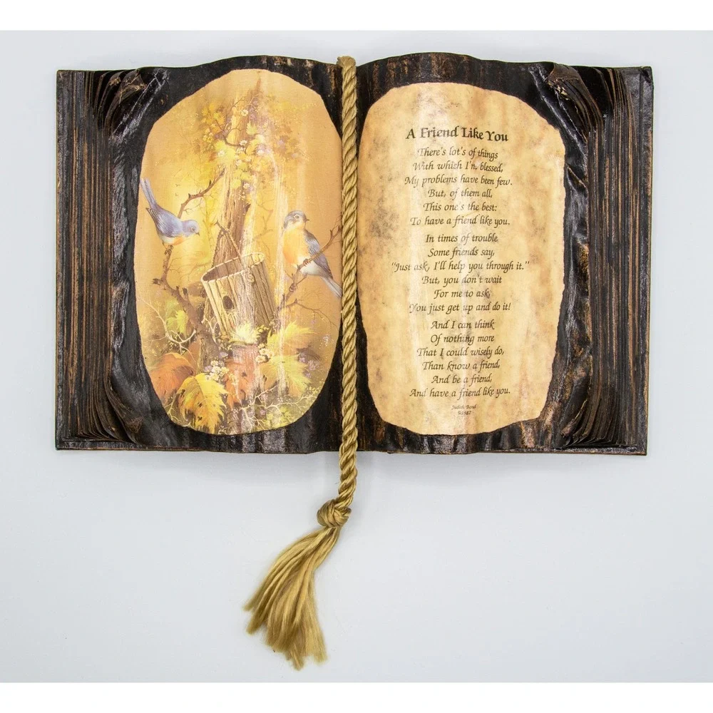 Vintage 1987 Judith Bond‎ A Friend Like You Open Book Resin Bluebirds 11x8.5